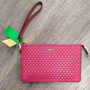 Michael Kors Fuchsia Wristlet with Gold Accents